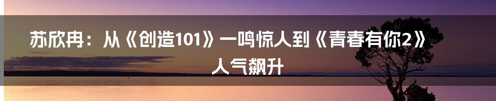 苏欣冉：从《创造101》一鸣惊人到《青春有你2》人气飙升