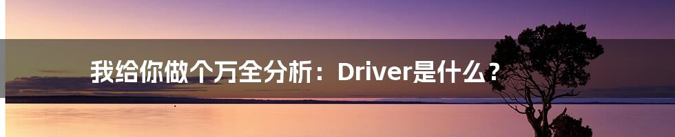 我给你做个万全分析：Driver是什么？