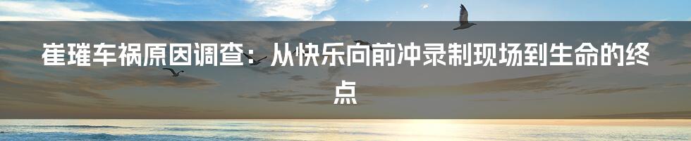 崔璀车祸原因调查：从快乐向前冲录制现场到生命的终点