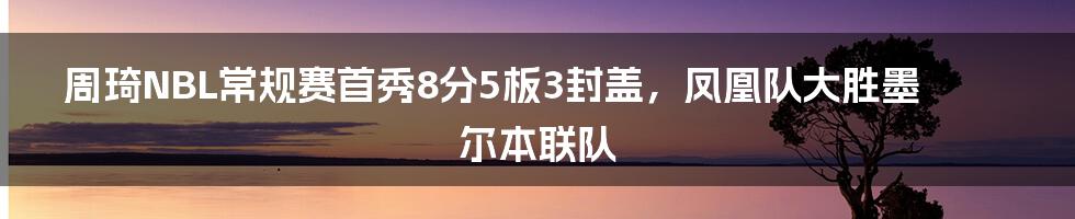 周琦NBL常规赛首秀8分5板3封盖，凤凰队大胜墨尔本联队