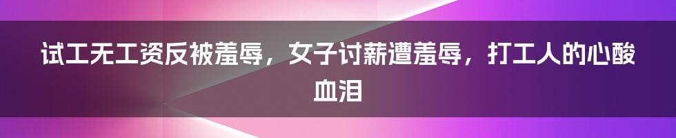 试工无工资反被羞辱，女子讨薪遭羞辱，打工人的心酸血泪