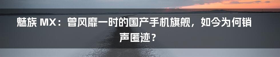 魅族 MX：曾风靡一时的国产手机旗舰，如今为何销声匿迹？