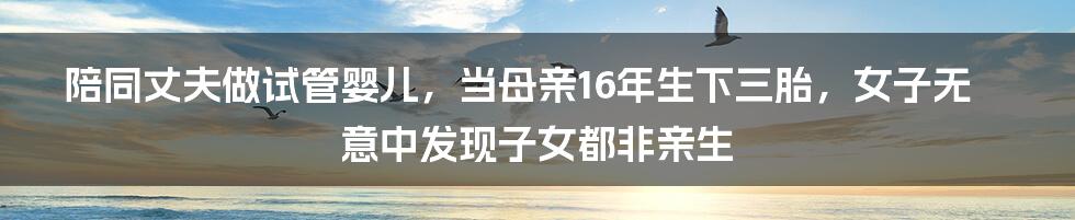 陪同丈夫做试管婴儿，当母亲16年生下三胎，女子无意中发现子女都非亲生