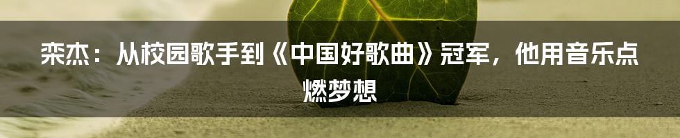 栾杰：从校园歌手到《中国好歌曲》冠军，他用音乐点燃梦想