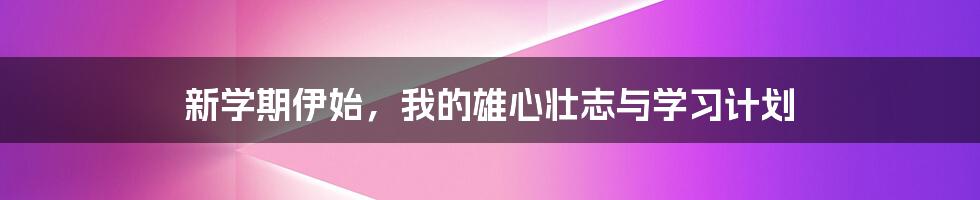 新学期伊始，我的雄心壮志与学习计划