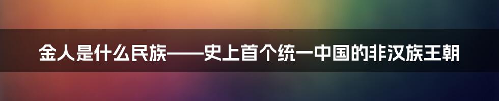 金人是什么民族——史上首个统一中国的非汉族王朝