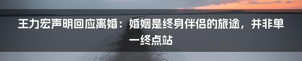 王力宏声明回应离婚：婚姻是终身伴侣的旅途，并非单一终点站