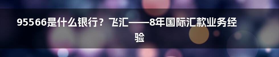 95566是什么银行？飞汇——8年国际汇款业务经验