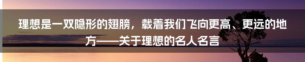 理想是一双隐形的翅膀，载着我们飞向更高、更远的地方——关于理想的名人名言