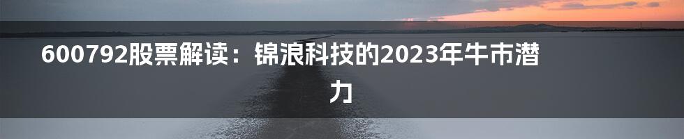 600792股票解读：锦浪科技的2023年牛市潜力