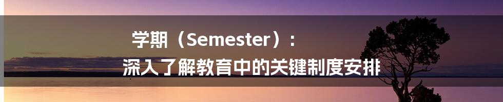 学期（Semester）: 深入了解教育中的关键制度安排