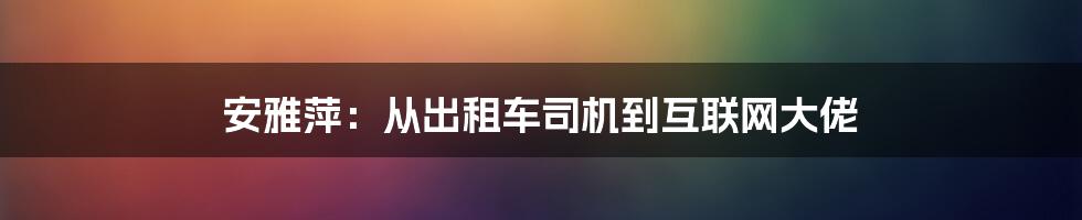 安雅萍：从出租车司机到互联网大佬