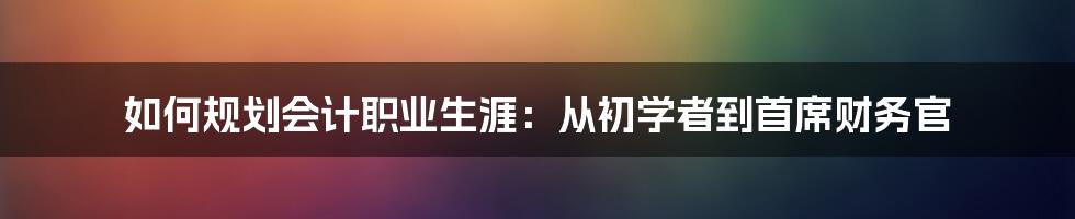 如何规划会计职业生涯：从初学者到首席财务官