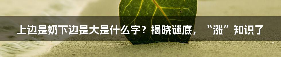 上边是奶下边是大是什么字？揭晓谜底，“涨”知识了