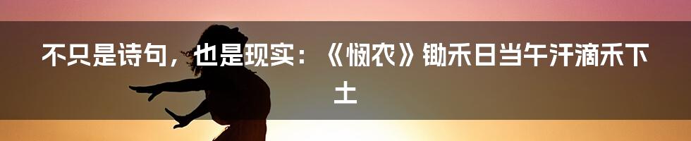 不只是诗句，也是现实：《悯农》锄禾日当午汗滴禾下土