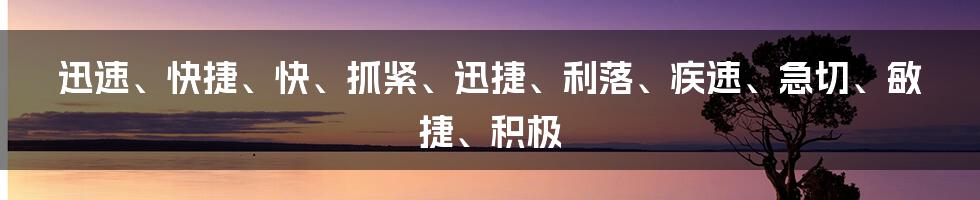 迅速、快捷、快、抓紧、迅捷、利落、疾速、急切、敏捷、积极