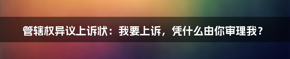 管辖权异议上诉状：我要上诉，凭什么由你审理我？