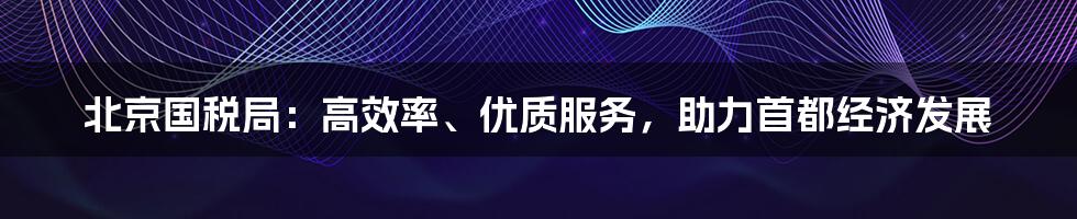 北京国税局：高效率、优质服务，助力首都经济发展