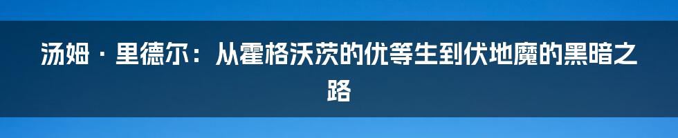 汤姆·里德尔：从霍格沃茨的优等生到伏地魔的黑暗之路