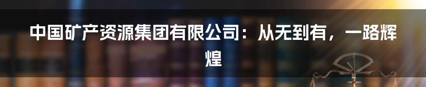 中国矿产资源集团有限公司：从无到有，一路辉煌