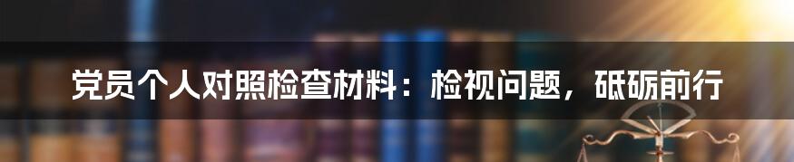 党员个人对照检查材料：检视问题，砥砺前行