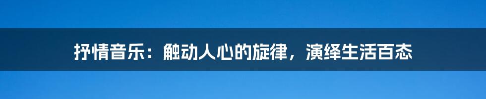 抒情音乐：触动人心的旋律，演绎生活百态