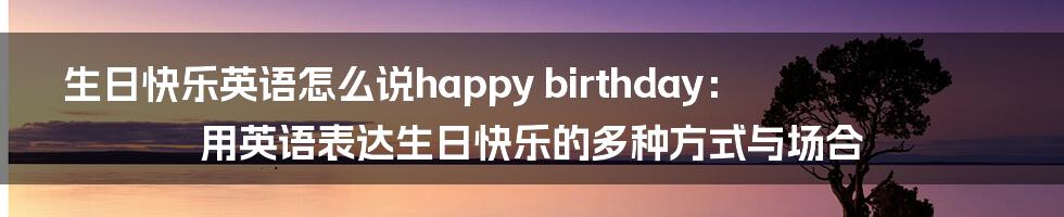 生日快乐英语怎么说happy birthday：用英语表达生日快乐的多种方式与场合