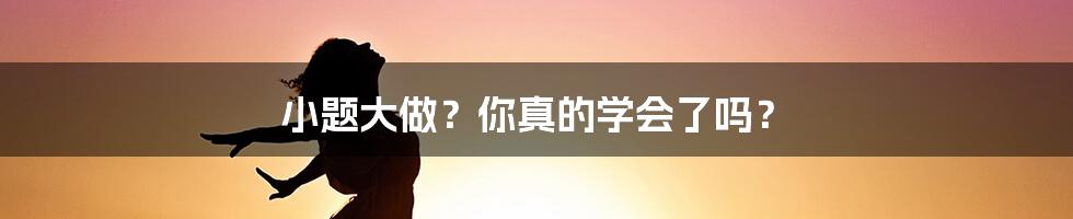 小题大做？你真的学会了吗？