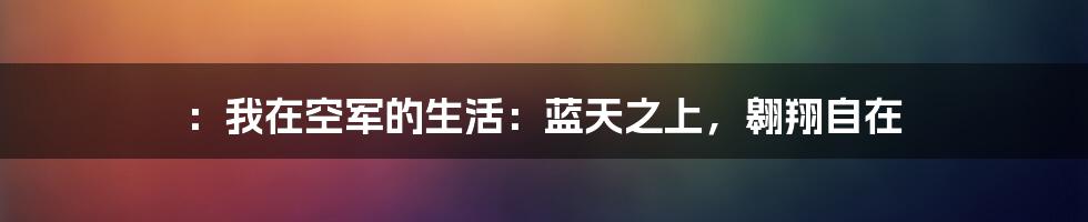 ：我在空军的生活：蓝天之上，翱翔自在