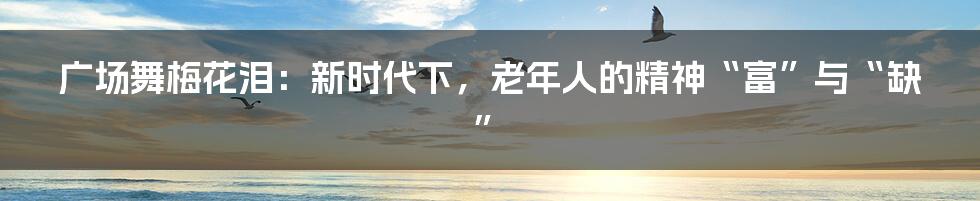 广场舞梅花泪：新时代下，老年人的精神“富”与“缺”