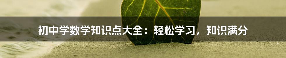 初中学数学知识点大全：轻松学习，知识满分