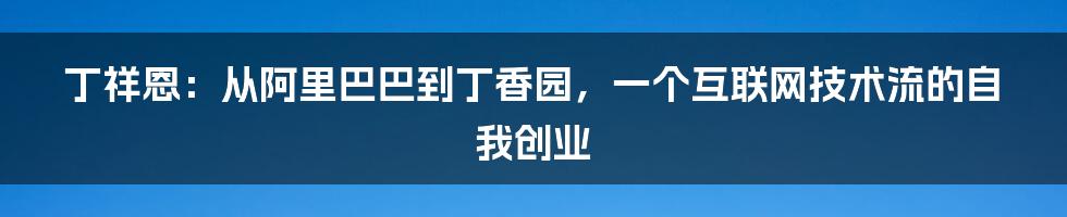 丁祥恩：从阿里巴巴到丁香园，一个互联网技术流的自我创业