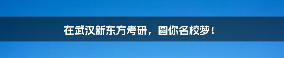 在武汉新东方考研，圆你名校梦！