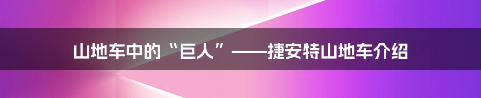 山地车中的“巨人”——捷安特山地车介绍