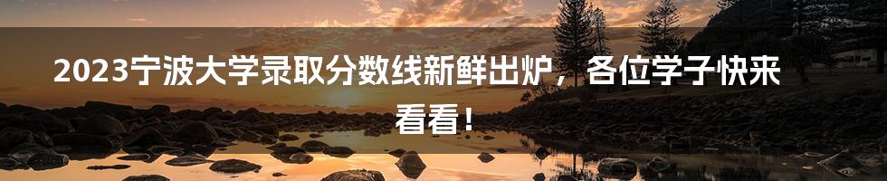 2023宁波大学录取分数线新鲜出炉，各位学子快来看看！