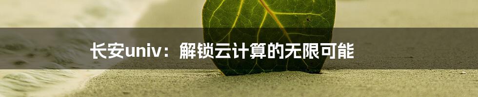 长安univ：解锁云计算的无限可能