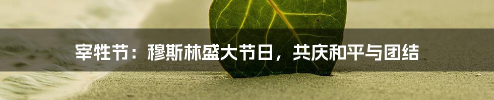 宰牲节：穆斯林盛大节日，共庆和平与团结