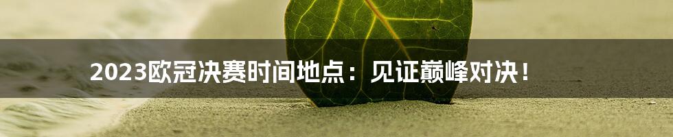 2023欧冠决赛时间地点：见证巅峰对决！