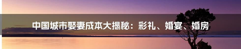 中国城市娶妻成本大揭秘：彩礼、婚宴、婚房