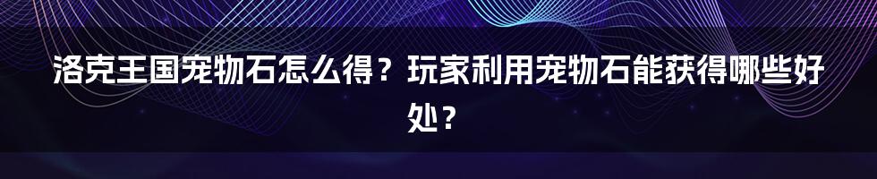 洛克王国宠物石怎么得？玩家利用宠物石能获得哪些好处？