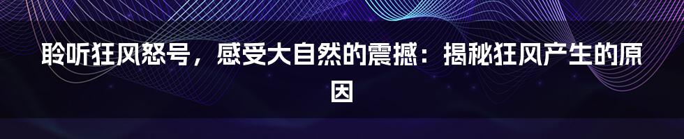 聆听狂风怒号，感受大自然的震撼：揭秘狂风产生的原因