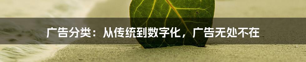 广告分类：从传统到数字化，广告无处不在