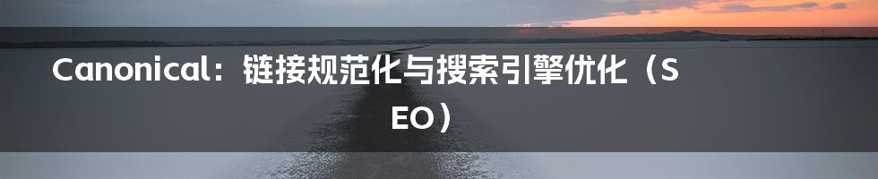 Canonical：链接规范化与搜索引擎优化（SEO）