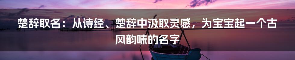 楚辞取名：从诗经、楚辞中汲取灵感，为宝宝起一个古风韵味的名字