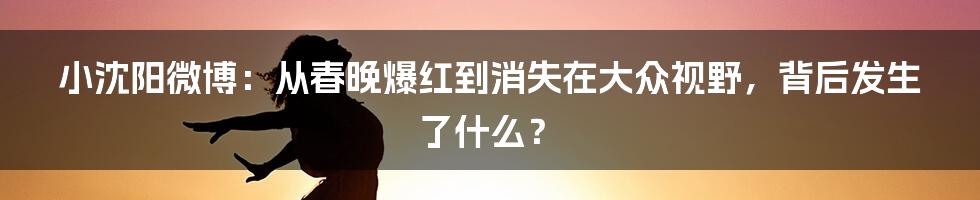 小沈阳微博：从春晚爆红到消失在大众视野，背后发生了什么？