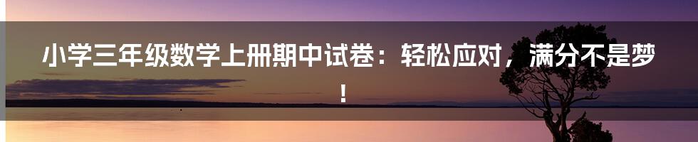 小学三年级数学上册期中试卷：轻松应对，满分不是梦！