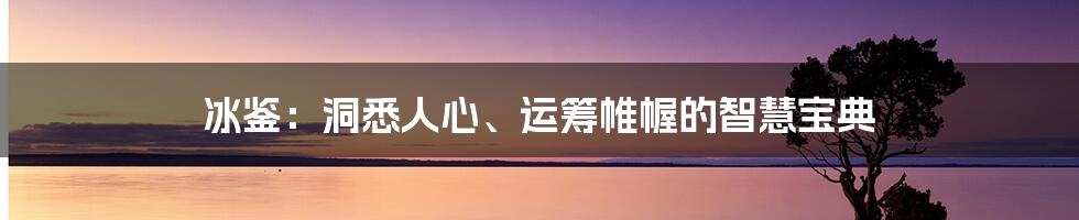 冰鉴：洞悉人心、运筹帷幄的智慧宝典