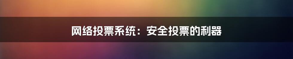 网络投票系统：安全投票的利器