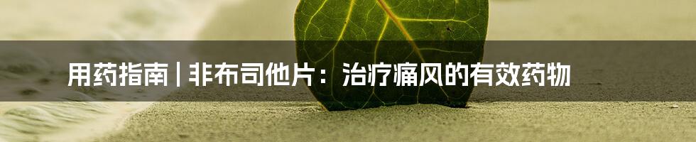 用药指南 | 非布司他片：治疗痛风的有效药物