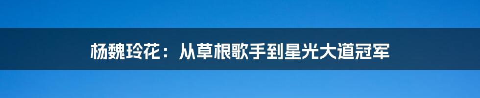 杨魏玲花：从草根歌手到星光大道冠军